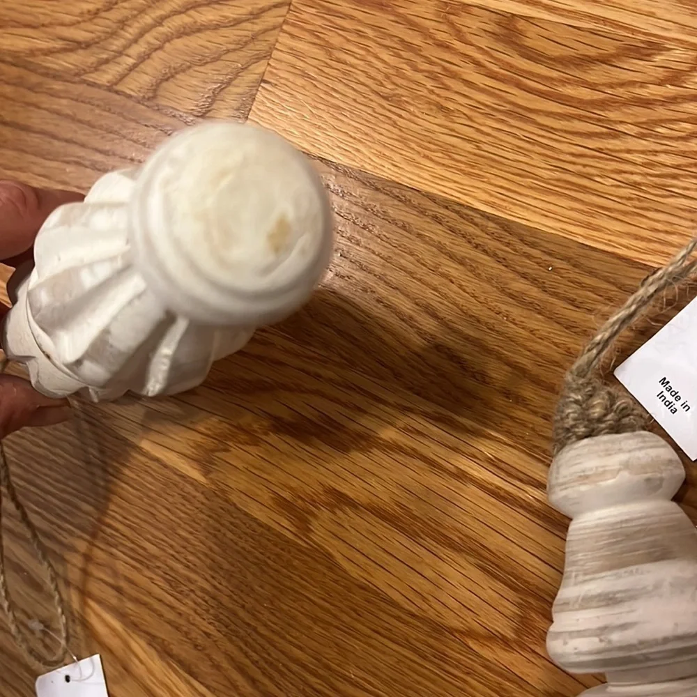 NWT Anthropologie Wood Finial Ornament Set of 4